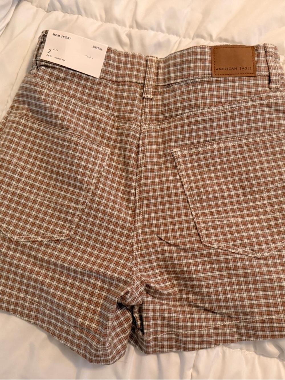 American Eagle Outfitters Tan Brown Plaid Mom Skort